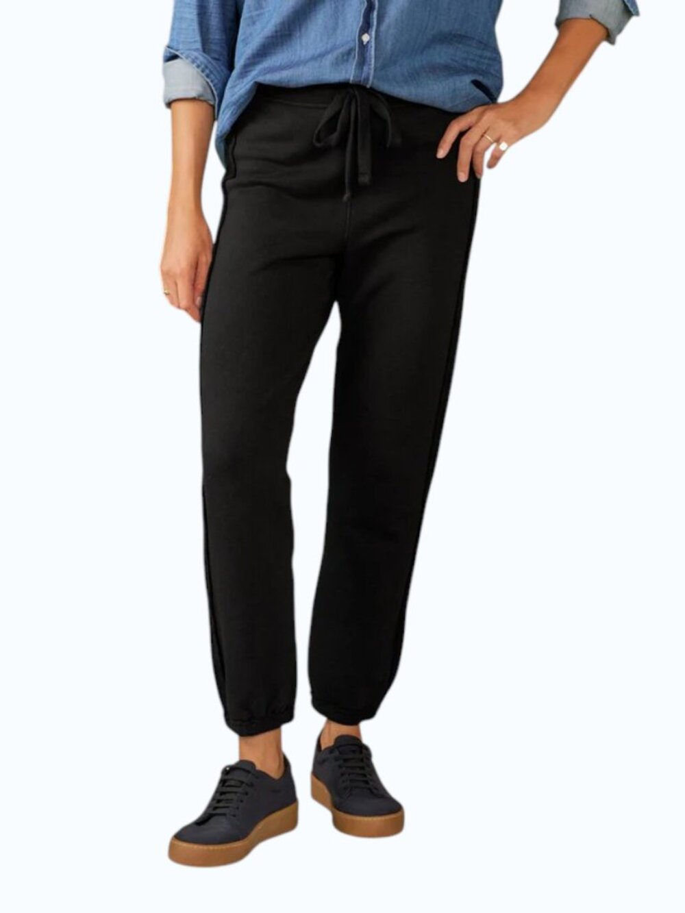 Frank & Eileen Sophie Italian Jogger Sweatpants Women's S Black Triple-Terry